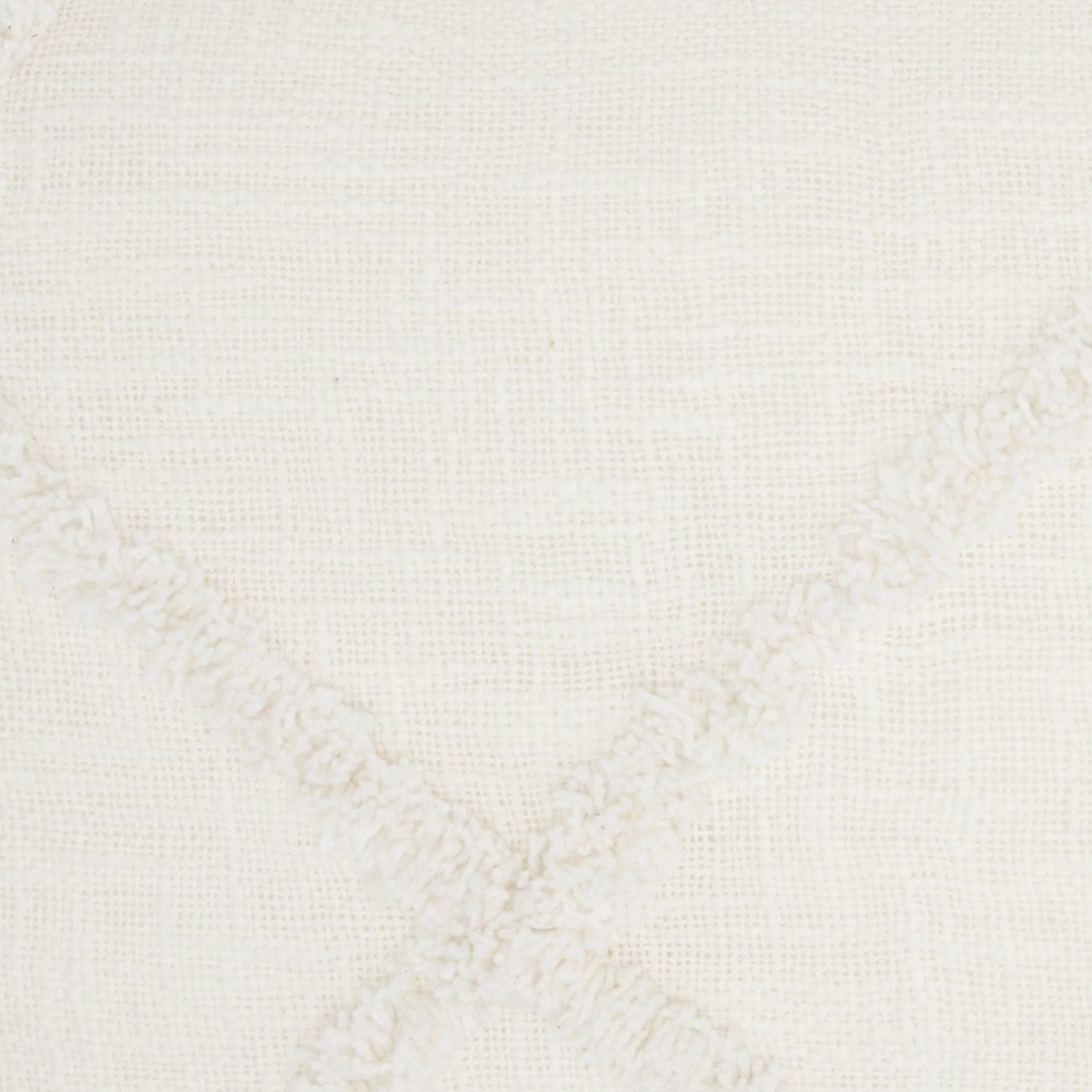 White Abstract Shaggy Detail Lumbar Pillow