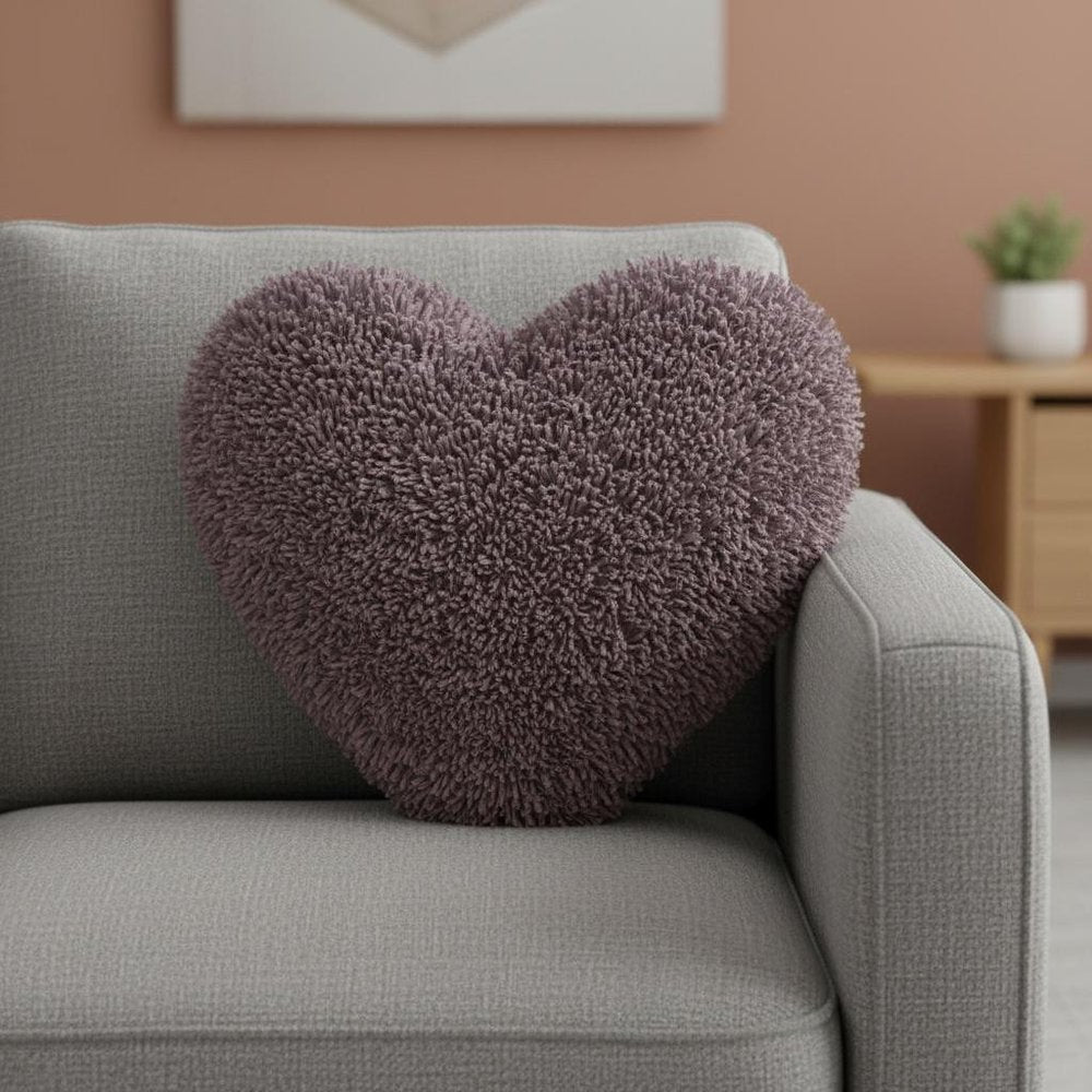 Heart Shaped Lavendar Shag Accent Pillow