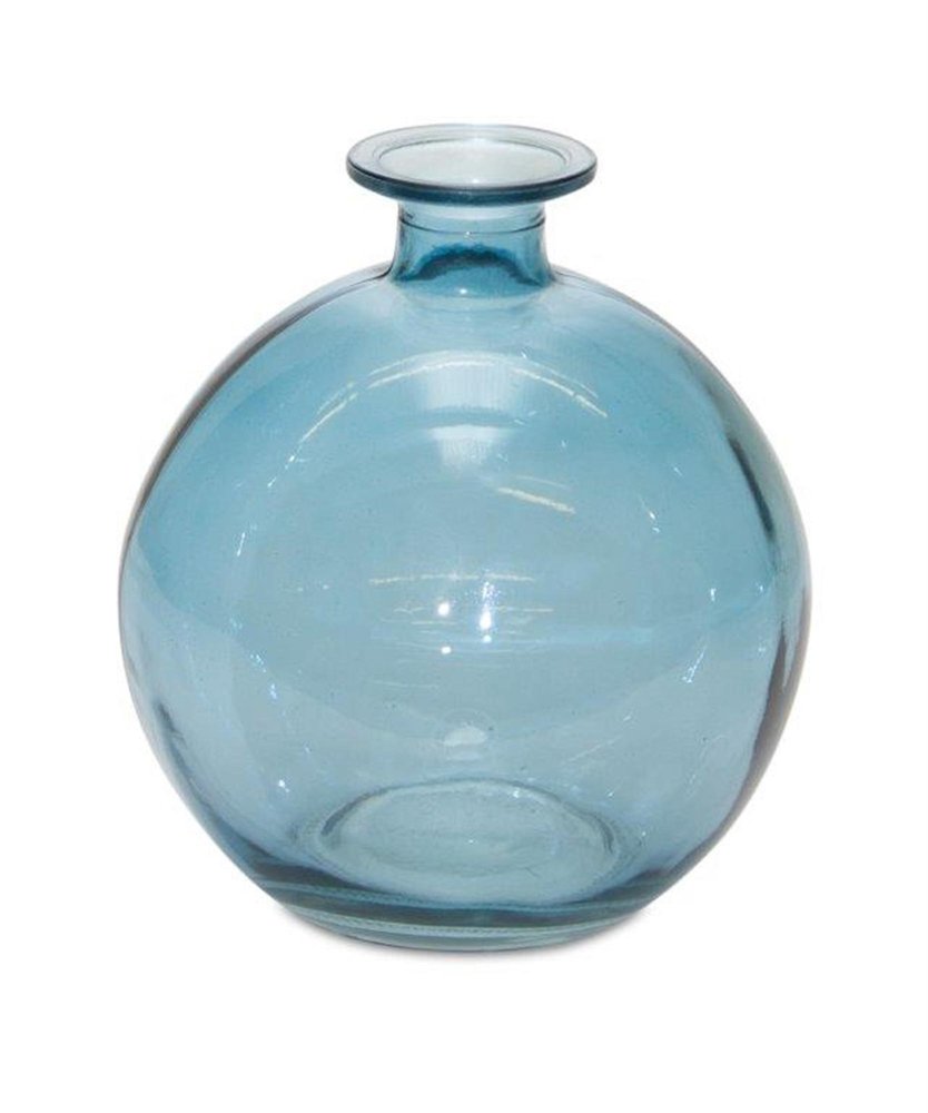 Set of Two Blue Glass Round Table Vase