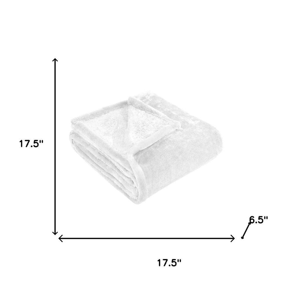Queen White Fleece Plain Weave Plush Blanket