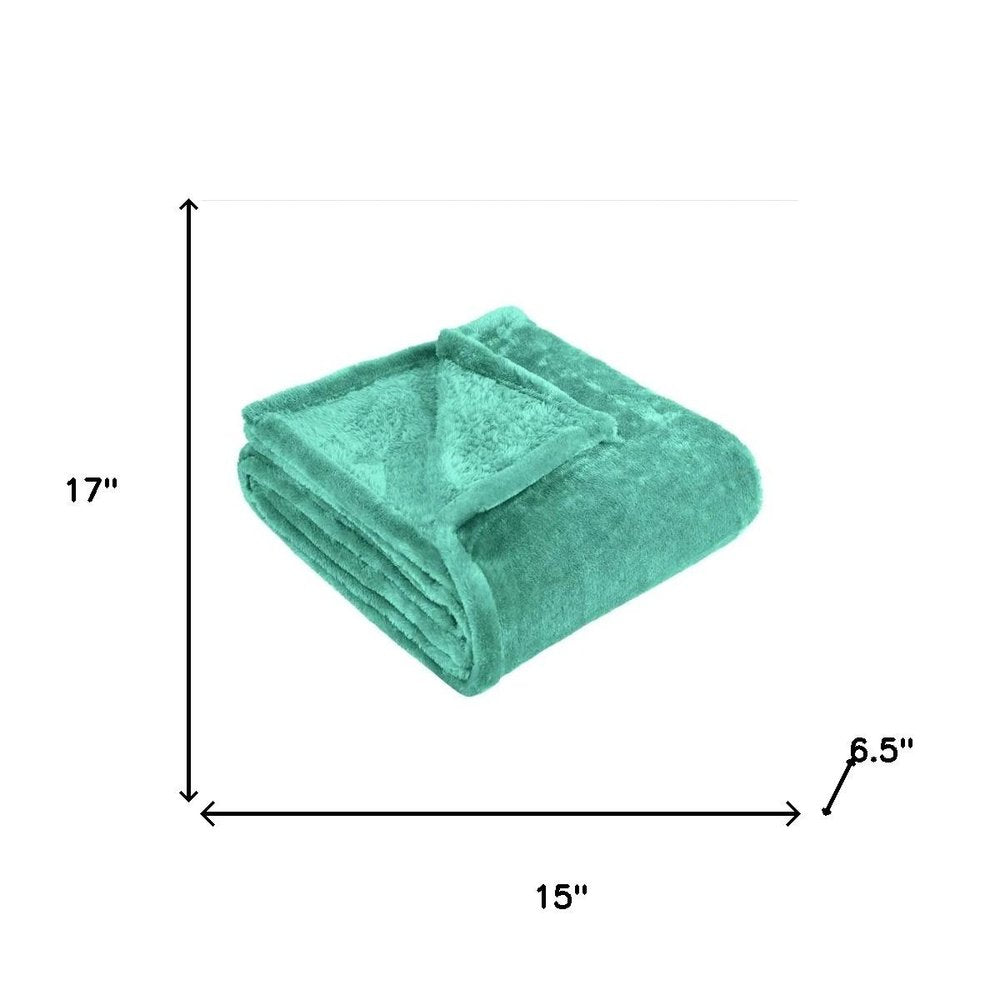 Twin Turquoise Fleece Plain Weave Plush Blanket