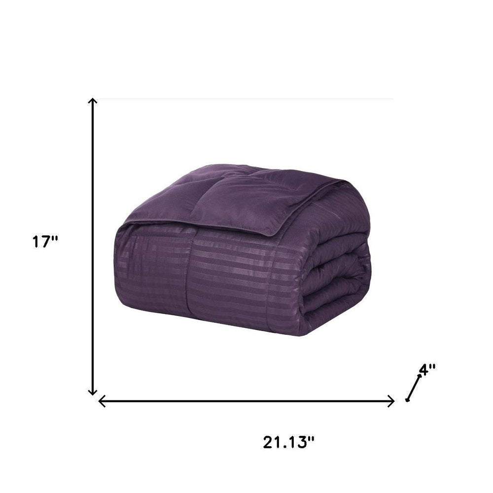Twin Plum Cotton Plain Weave Striped Blanket