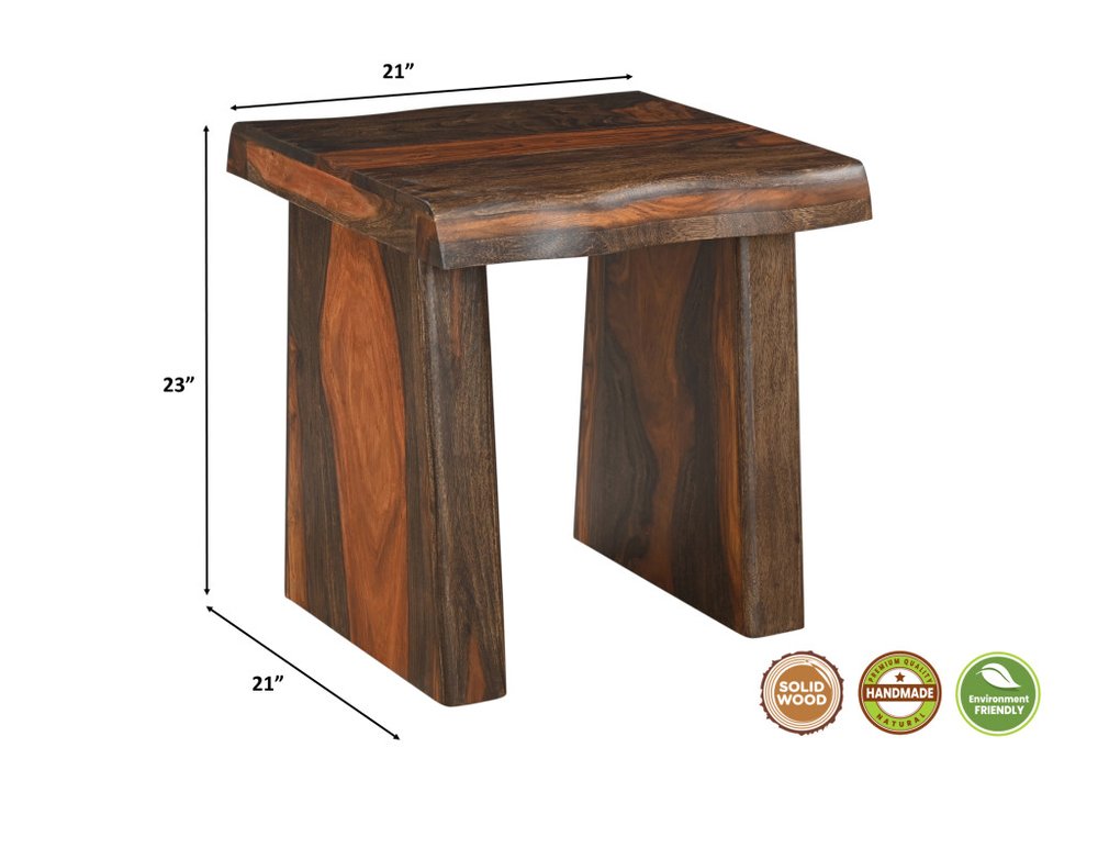 Set of Two Dark Brown Solid Wood Sled Furniture Set