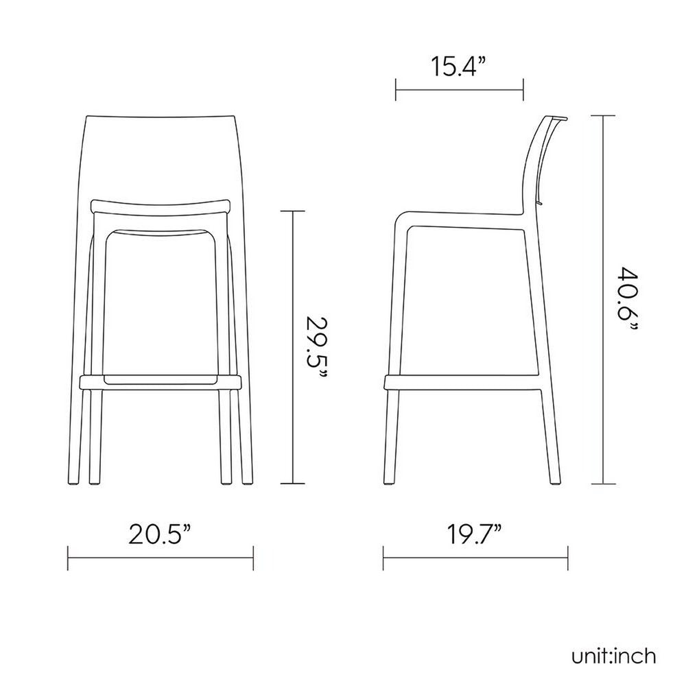 Set of Two 30" Taupe Faux Rattan Outdoor Bar Height Chairs