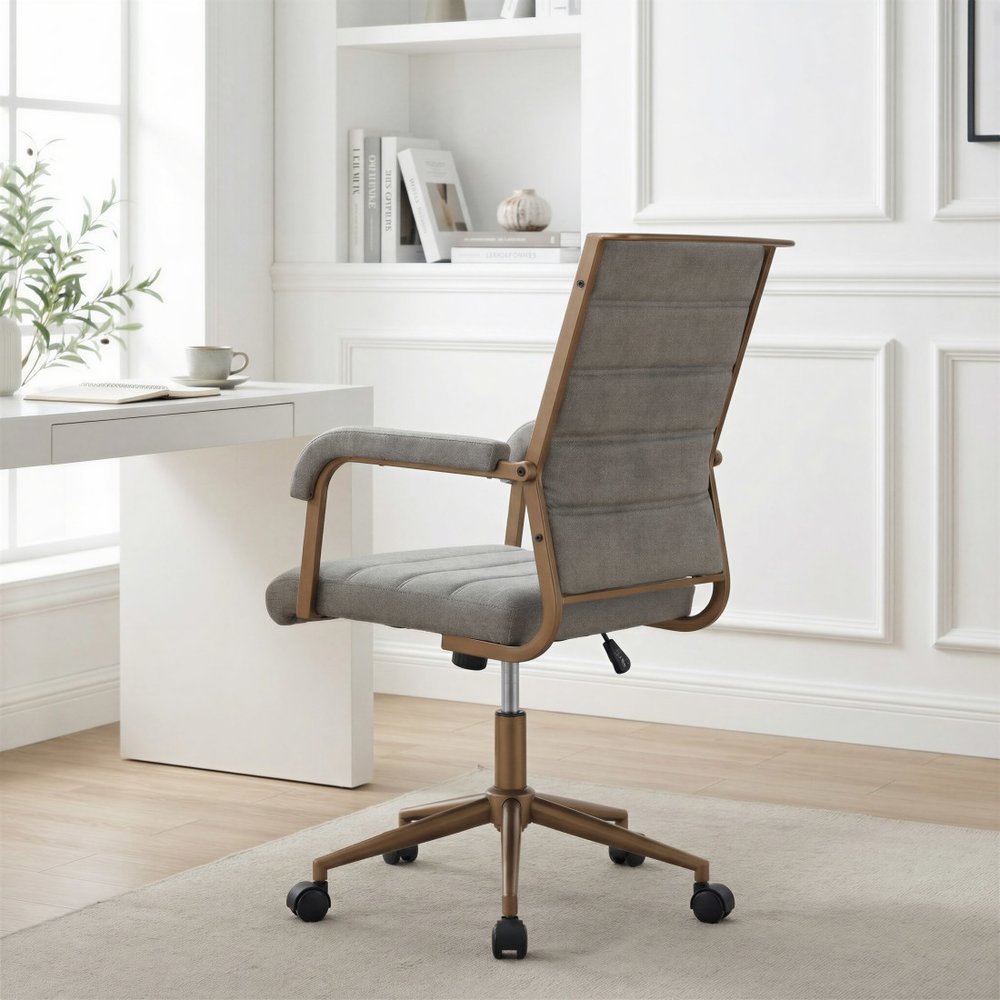 Gray and Bronze Adjustable Height Swivel Rolling Office Chair