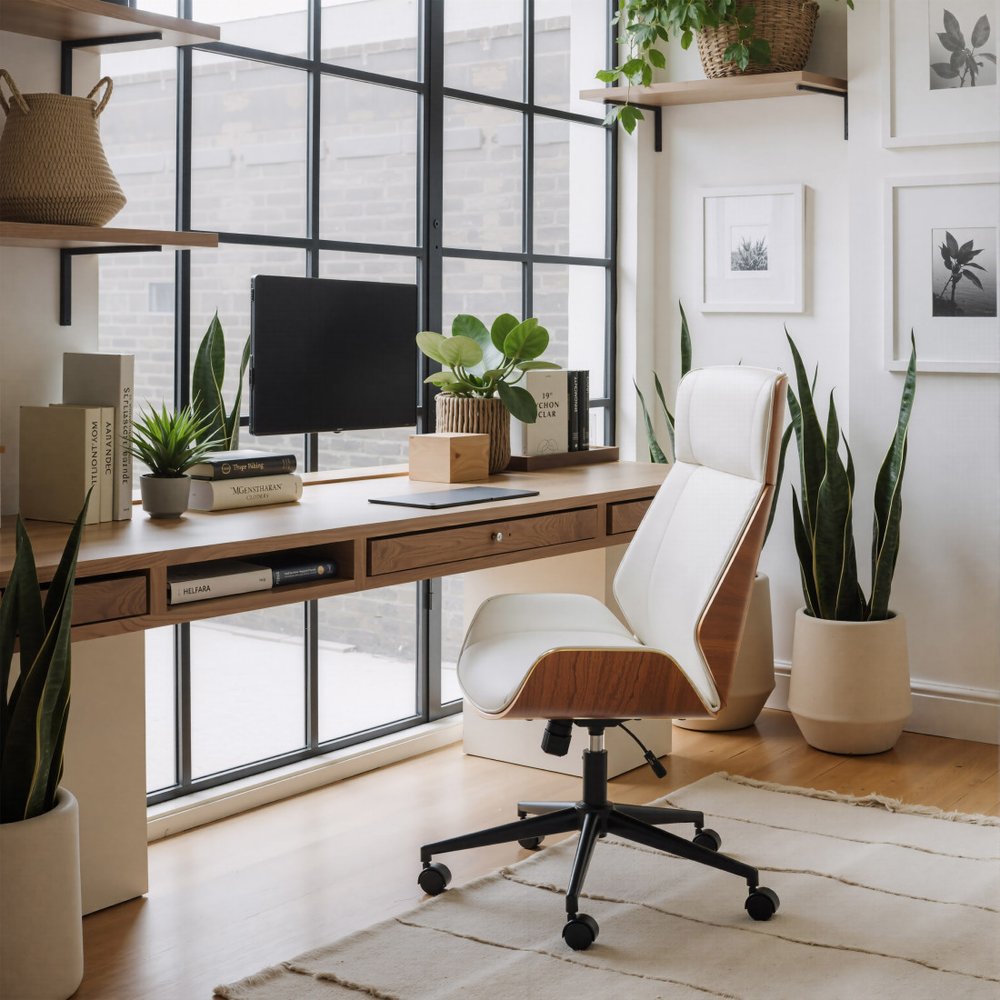 White Adjustable Height Rolling Office Chair