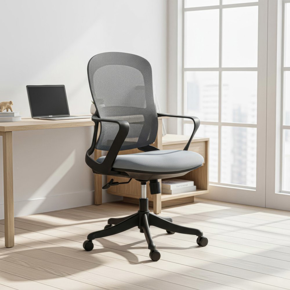Gray and Black Adjustable Height Swivel Rolling Office Chair