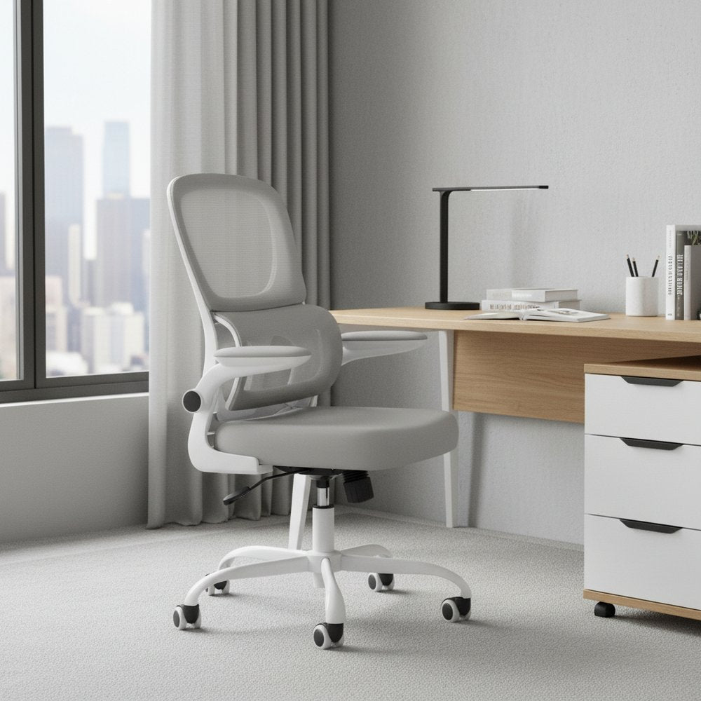 White Adjustable Height Swivel Rolling Gaming Chair