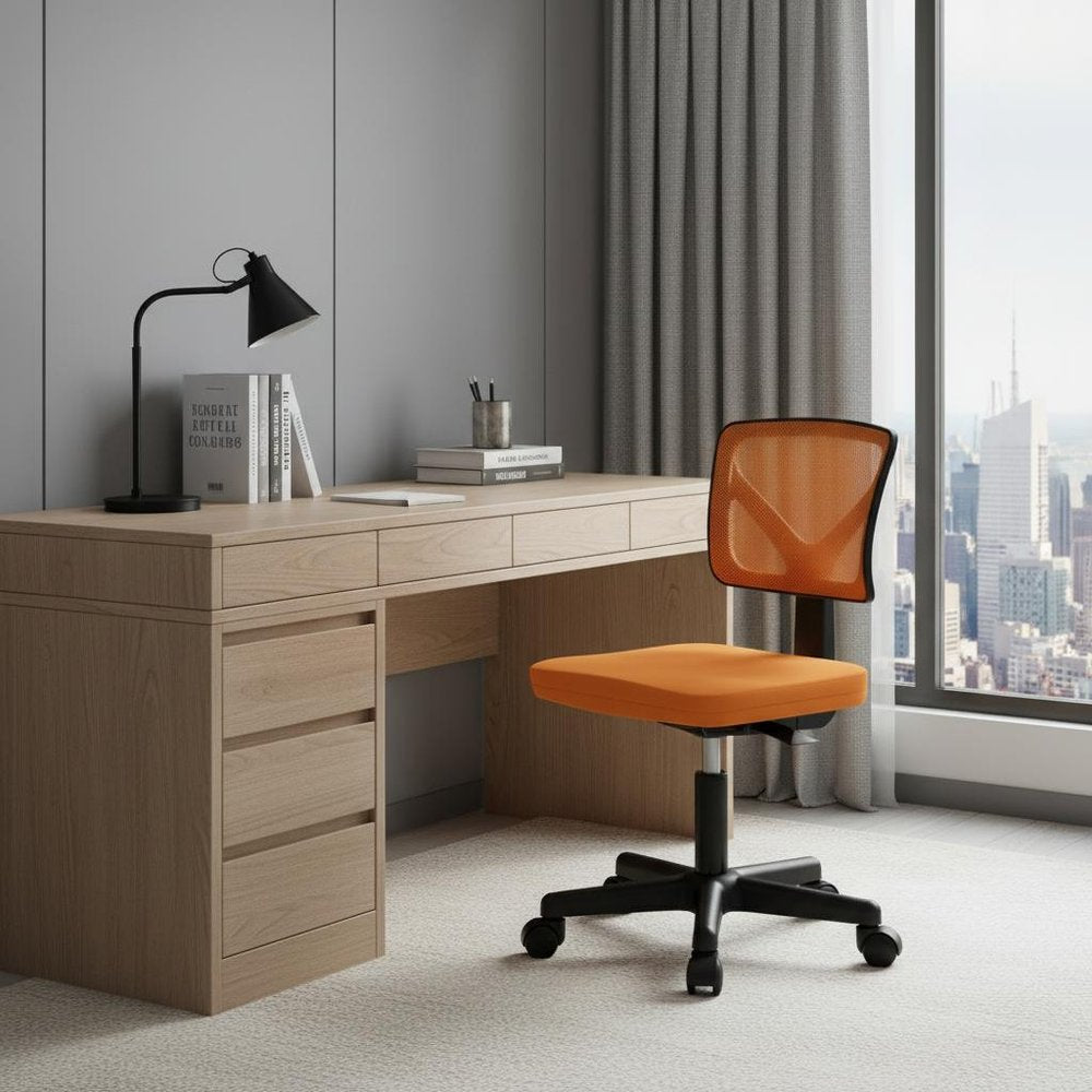 Black and Orange Adjustable Height Swivel Rolling Office Chair