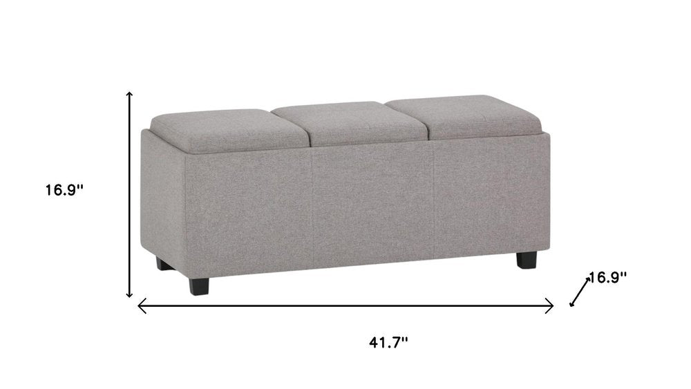 42" Dark Brown and Cloud Upholstery Storage Ottoman
