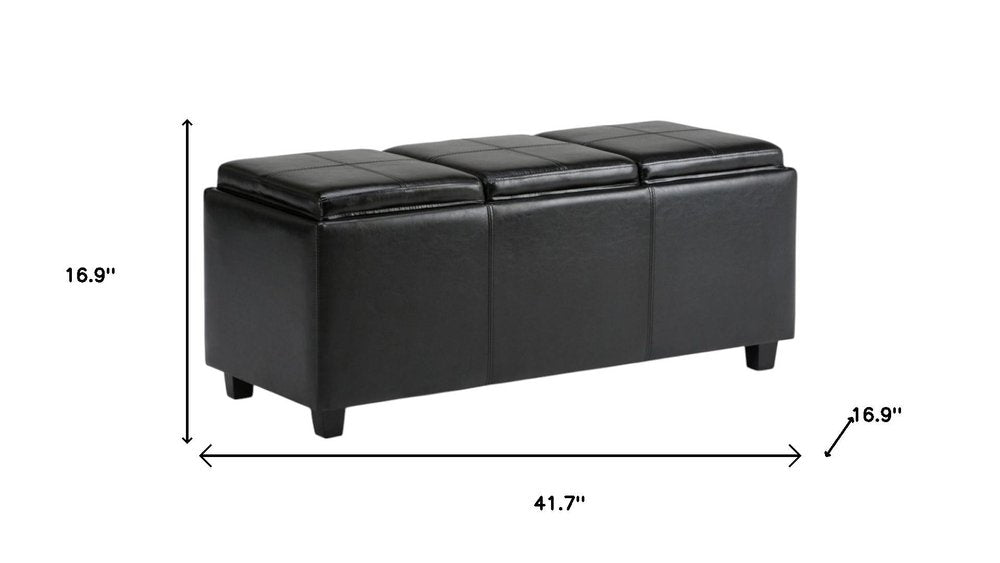 42" Black and Dark Brown Storage Ottoman