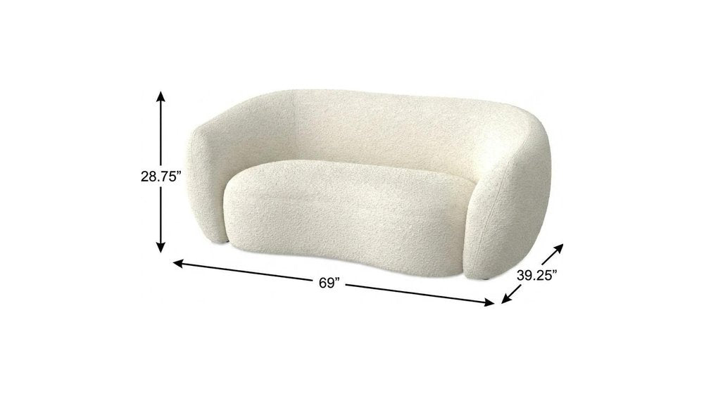 69" Cream Fabric Sofa With Walnut Legs