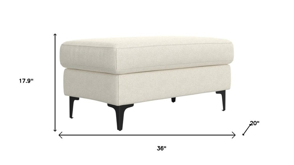 36" Cream and Black Fabric Ottoman