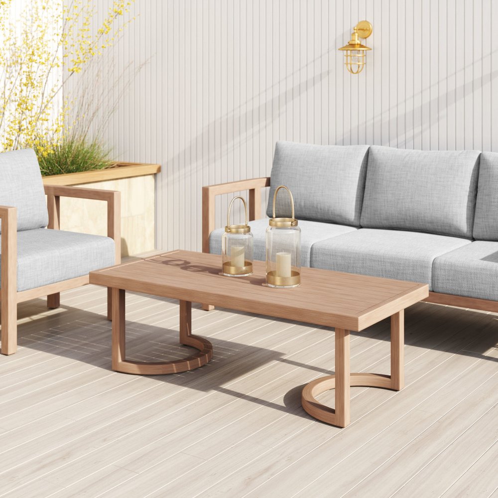 51" Brown Aluminum Outdoor Coffee Table