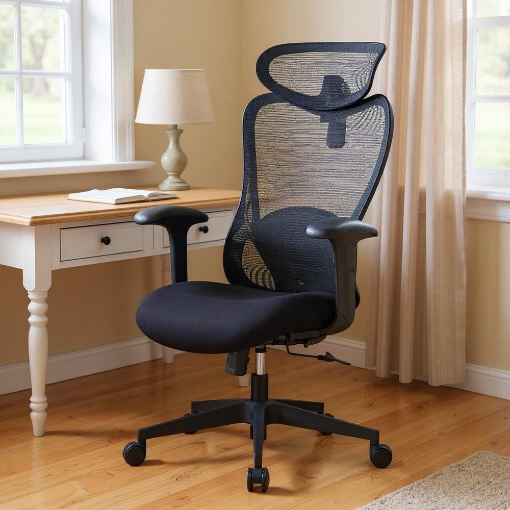 Black Adjustable Height Swivel Rolling Executive Office Chair