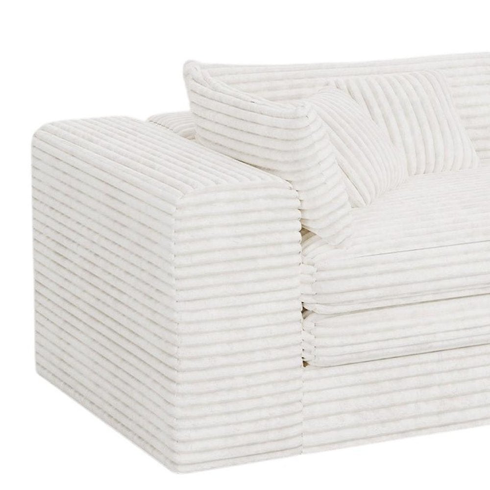 121" White Corduroy Sofa