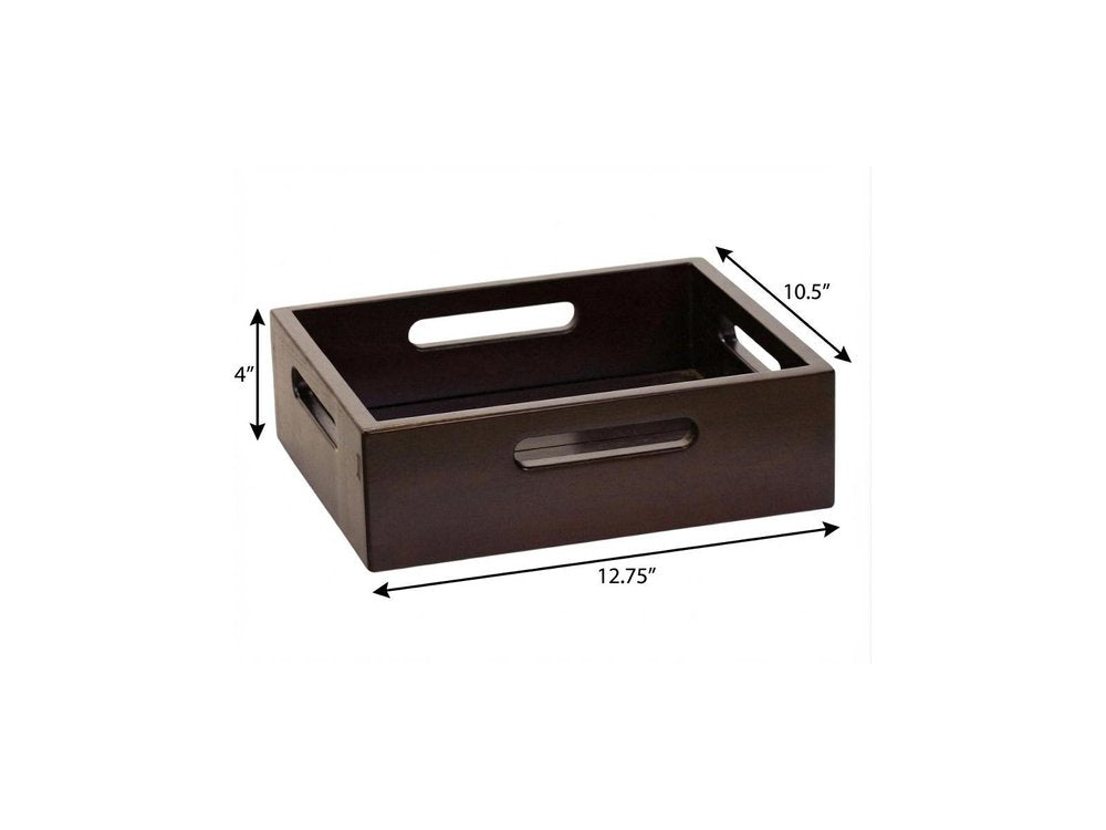 13" Black Solid Wood Organizing Box