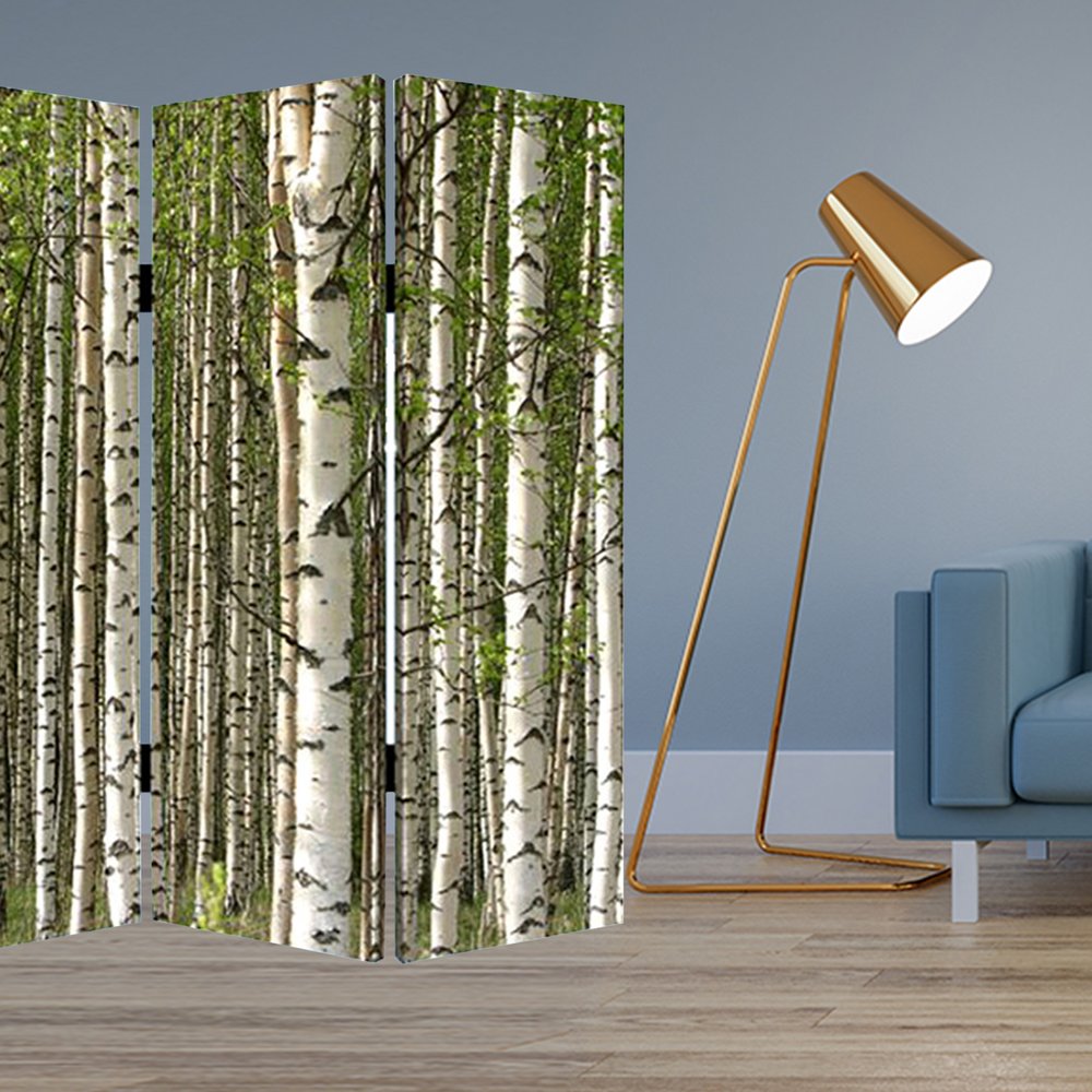 84" Green Canvas Folding Four Panel Screen Room Divider