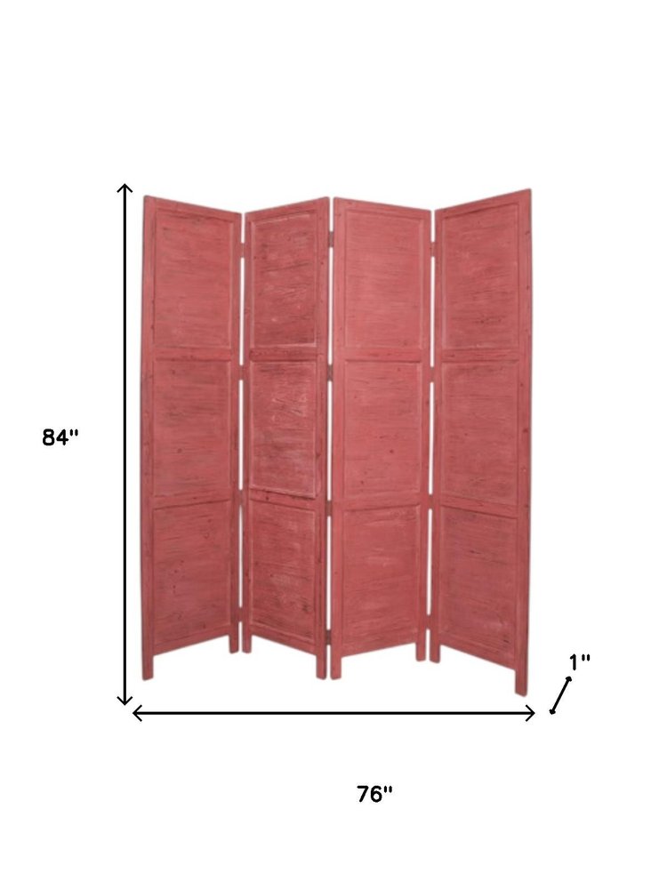 84" Gray Folding Four Panel Screen Room Divider