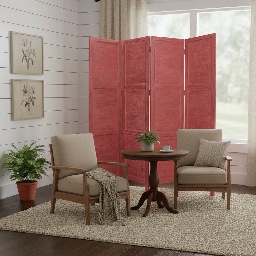 84" Gray Folding Four Panel Screen Room Divider