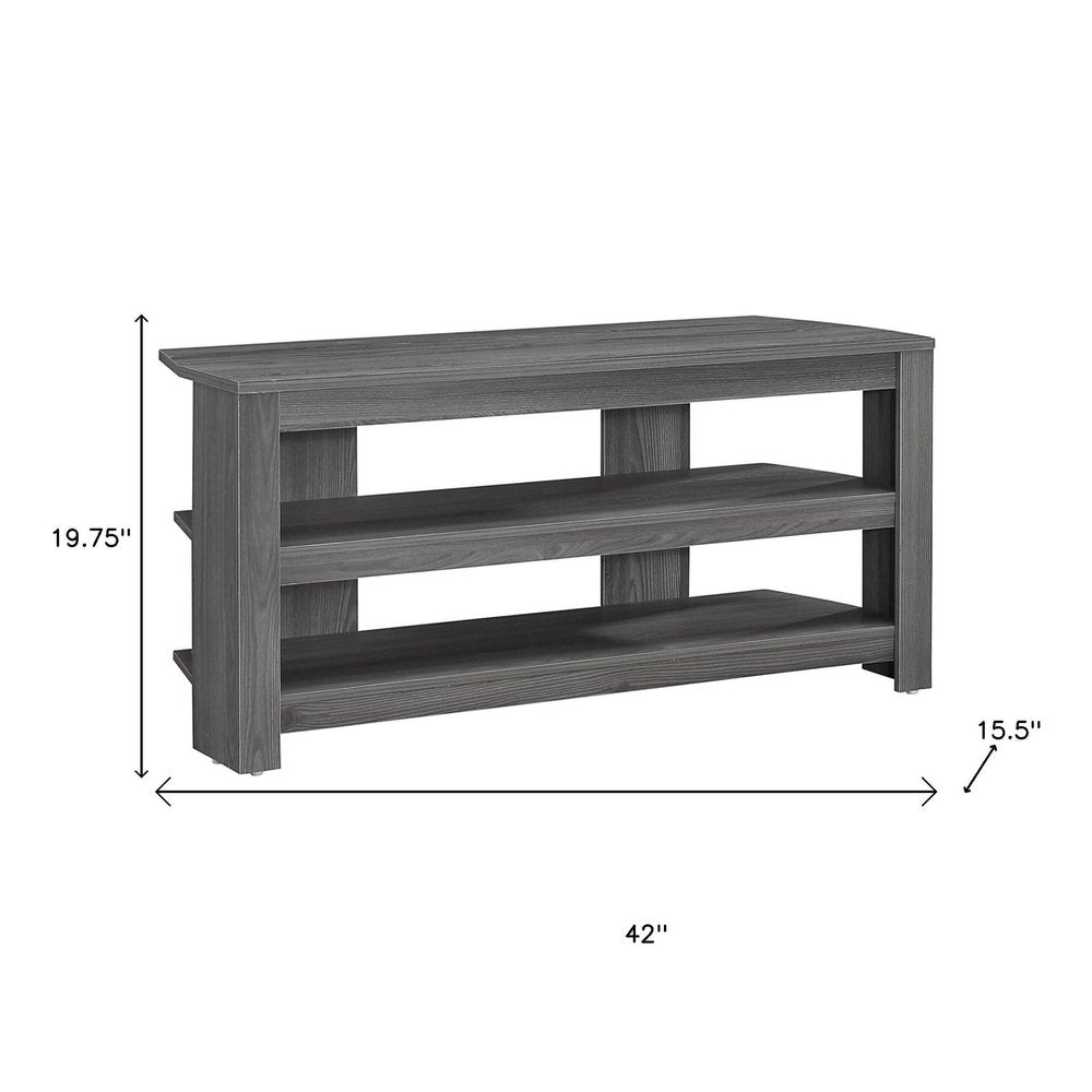 42" Black and Gray Open Shelving TV Stand