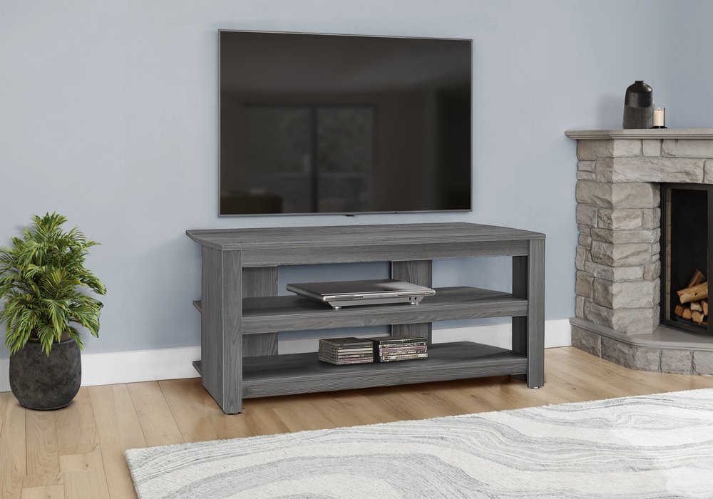 42" Black and Gray Open Shelving TV Stand