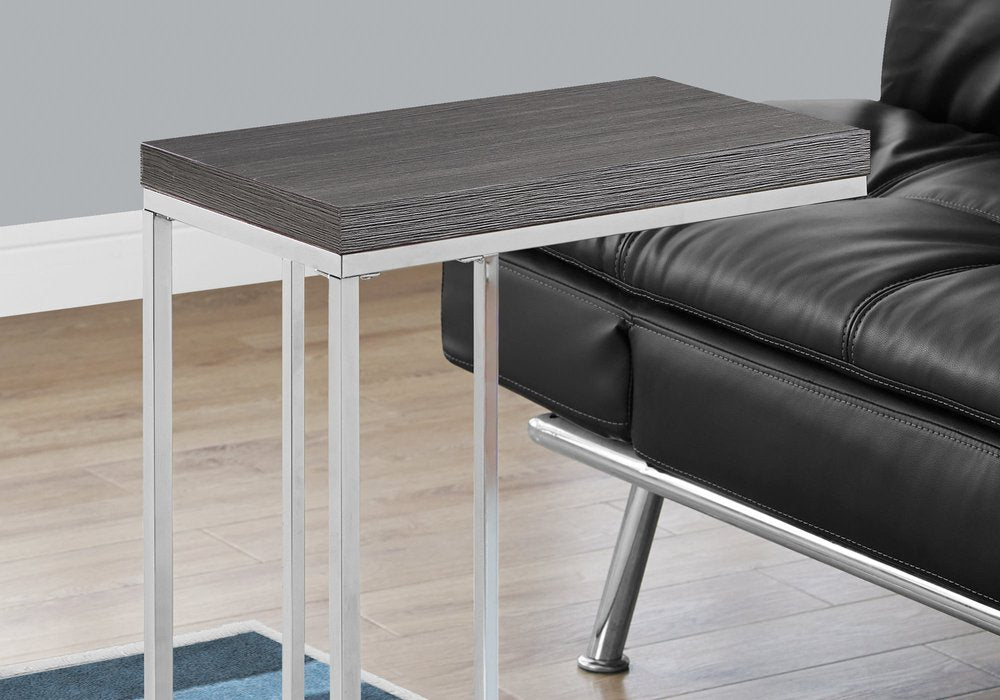 18.25" X 10.25" X 25.25" Cappuccino Particle Board Metal  Accent Table