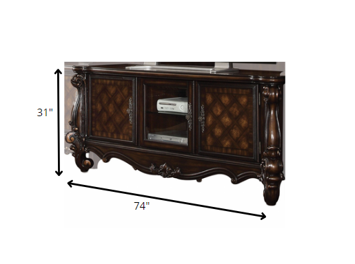 74" Dark Brown Solid Wood