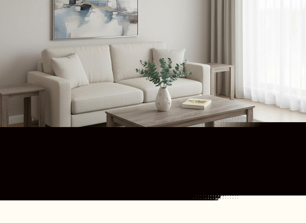 Set of Three 44" Taupe Coffee Table