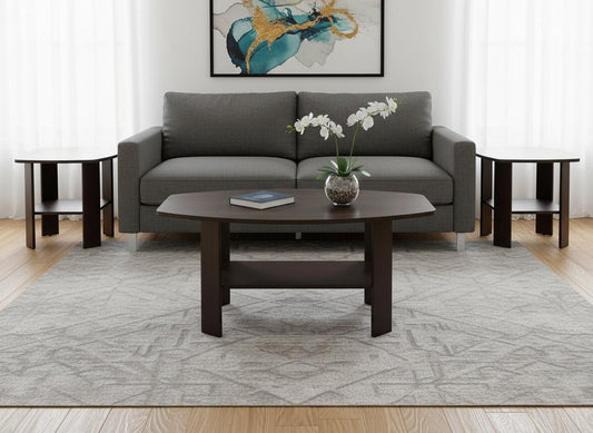 Set of Three 36" Brown Coffee Table With Shelf