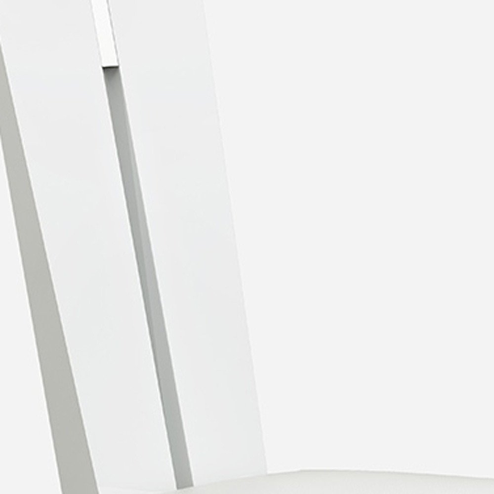 Set of Two White Upholstered Faux Leather Ladder Back Dining Side Chairs