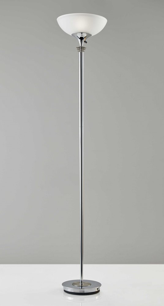 72" Silver With White Glass Shade
