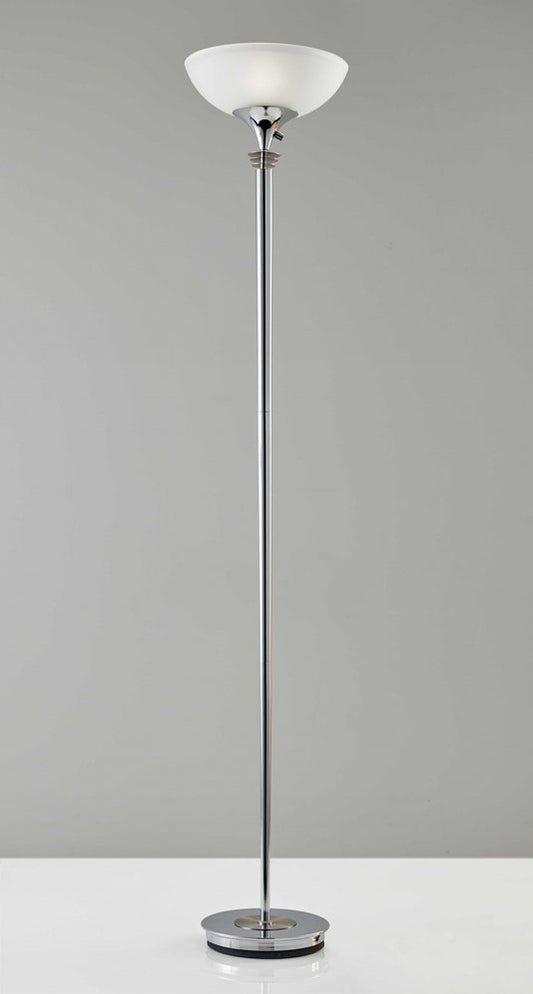 72" Silver With White Glass Shade