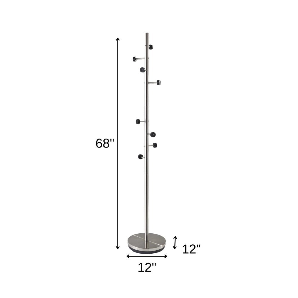 68" Brushed Steel Brushed Steel Coat Rack