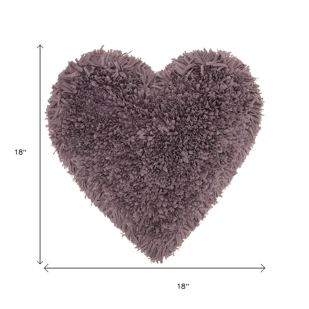 Heart Shaped Lavendar Shag Accent Pillow