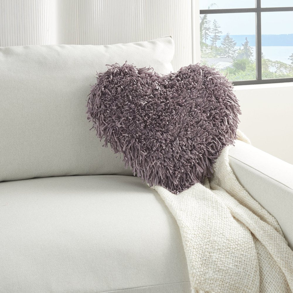 Heart Shaped Lavendar Shag Accent Pillow