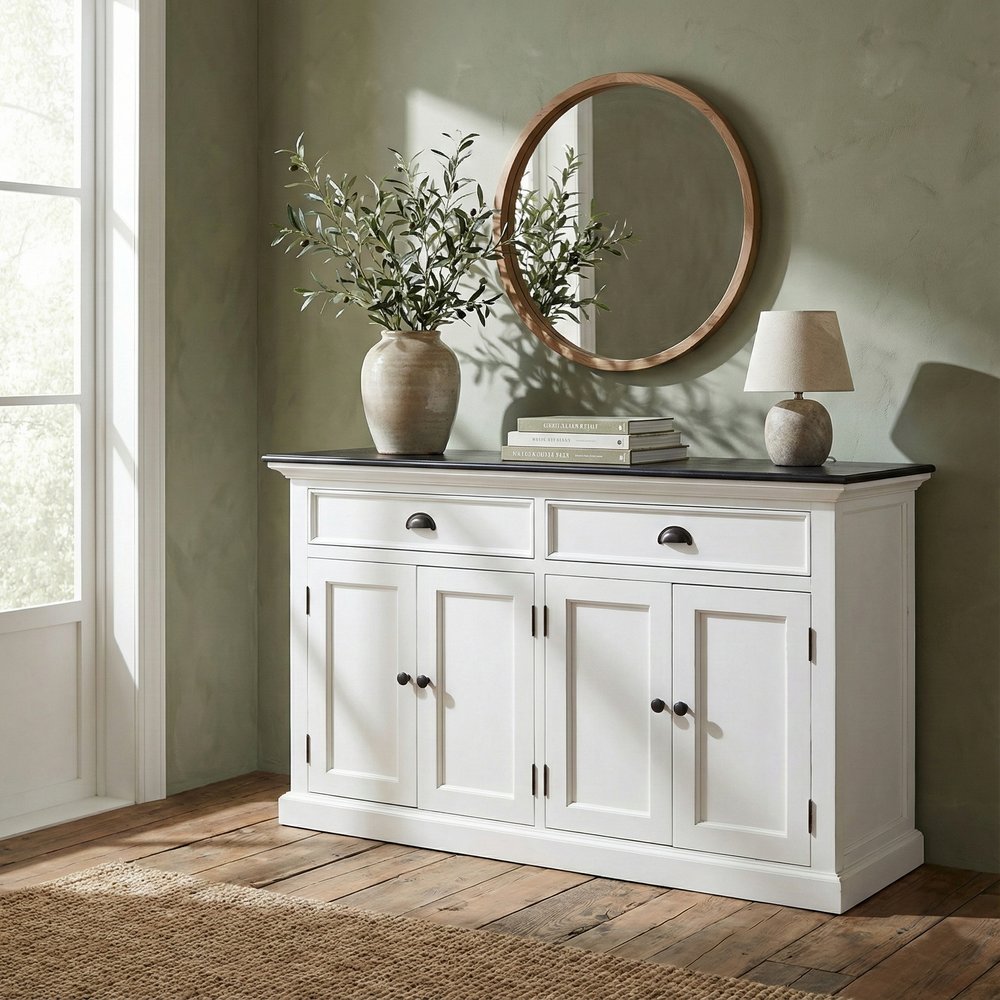 Modern Farmhouse Black And White Buffet Server