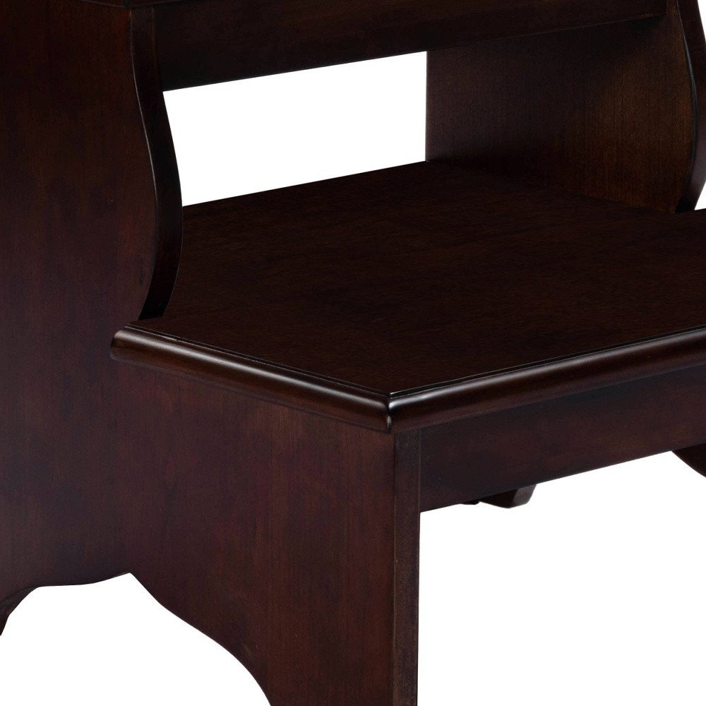15" Dark Brown Solid Wood Step Stool