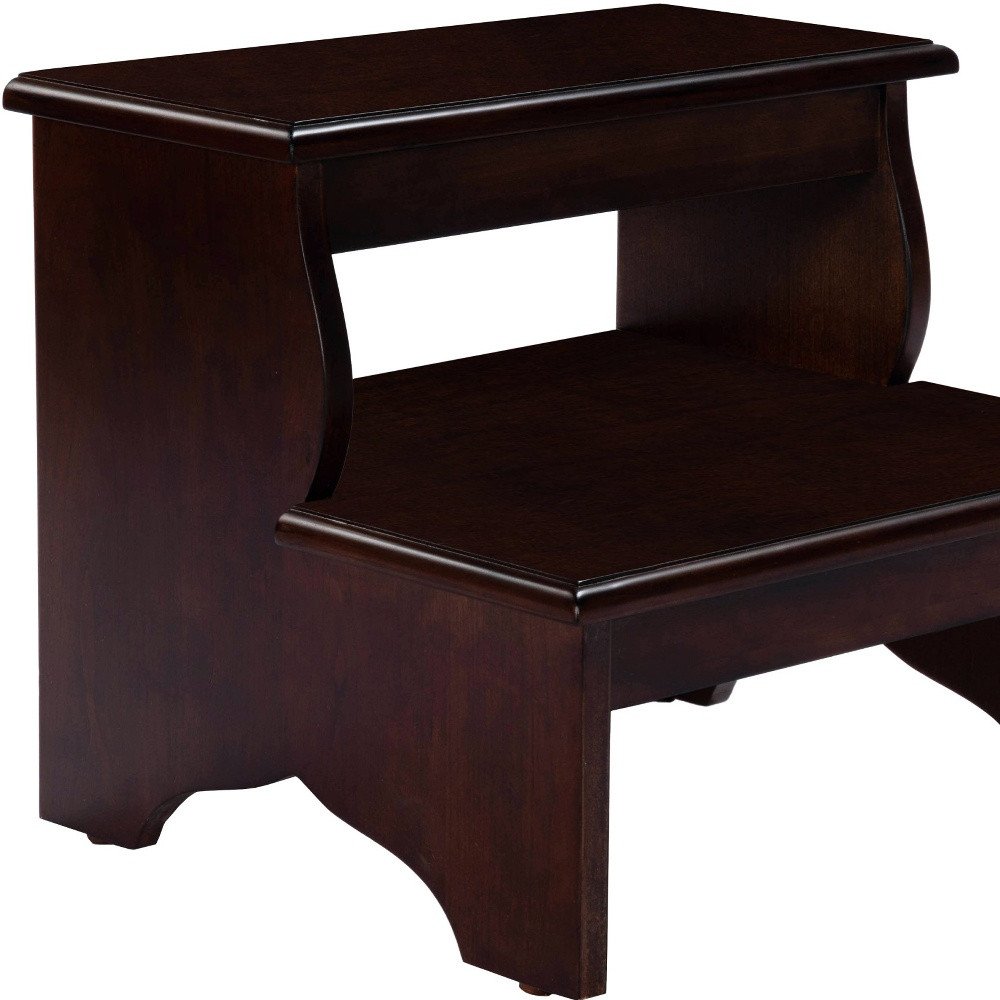 15" Dark Brown Solid Wood Step Stool
