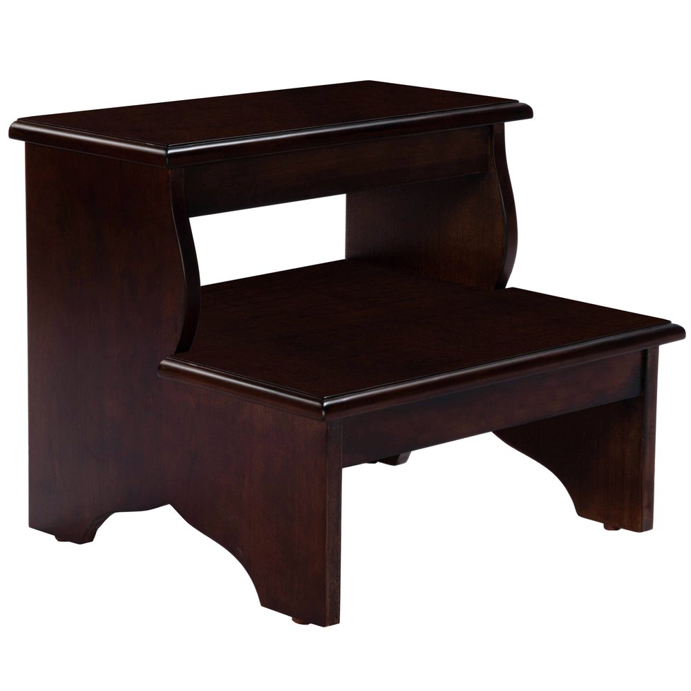15" Dark Brown Solid Wood Step Stool