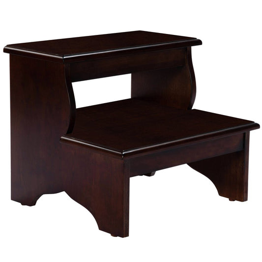 15" Dark Brown Solid Wood Step Stool