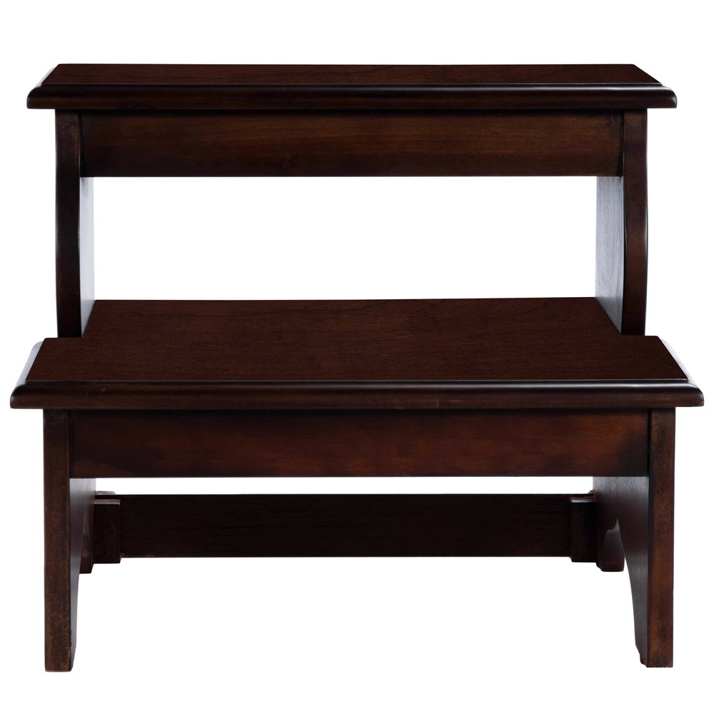 15" Dark Brown Solid Wood Step Stool