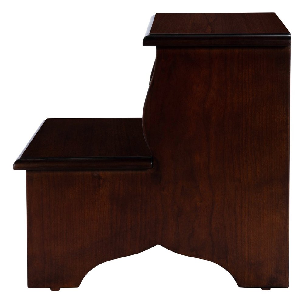 15" Dark Brown Solid Wood Step Stool