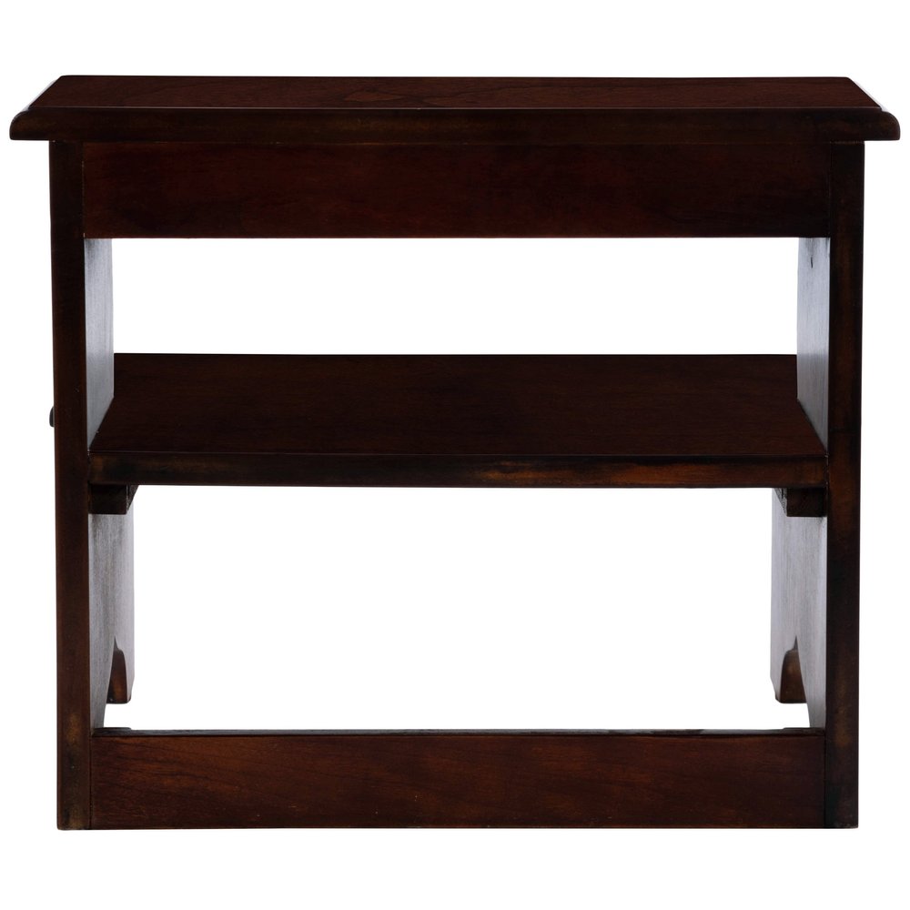 15" Dark Brown Solid Wood Step Stool