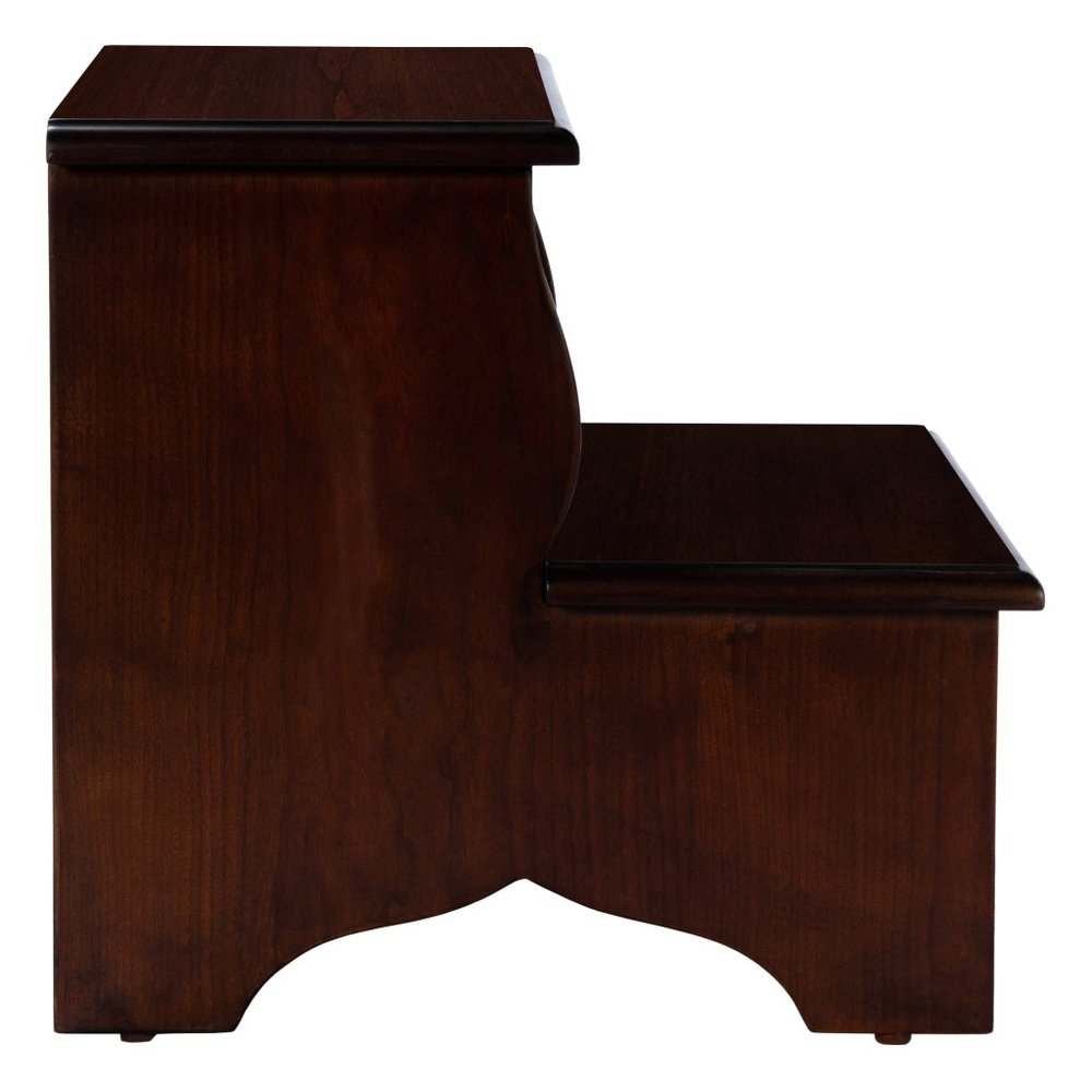 15" Dark Brown Solid Wood Step Stool