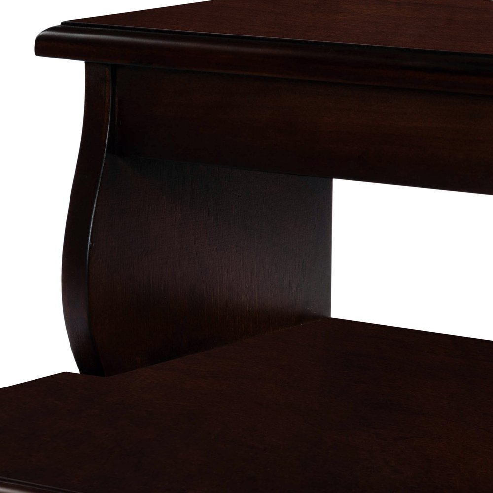 15" Dark Brown Solid Wood Step Stool