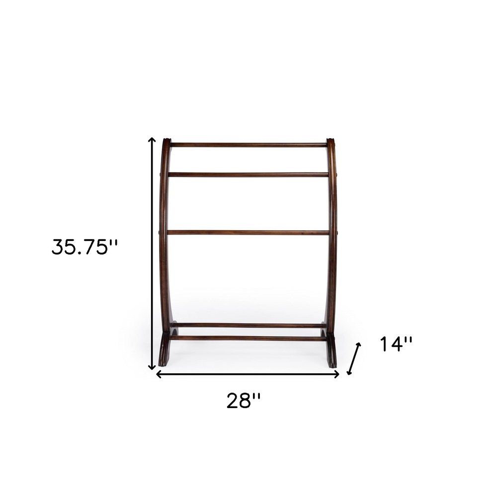 36" Deep Cherry Brown Wood Blanket Stand
