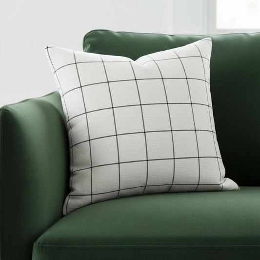 White And Black Grid Square Accent Pillow Cover