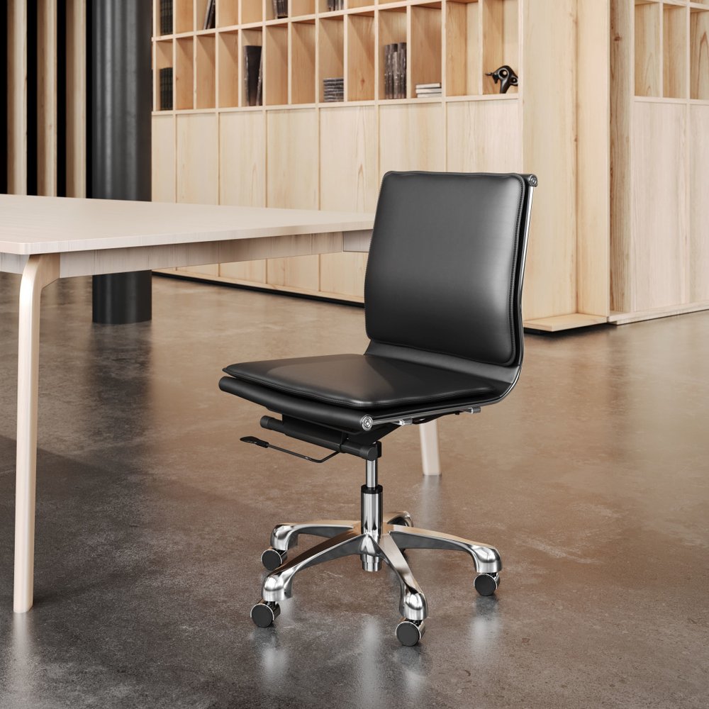 Black and Silver Adjustable Swivel Faux Leather Rolling Executive Office Chair