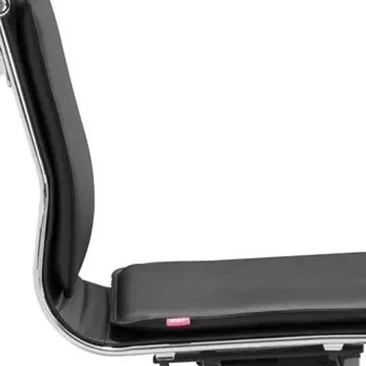 Black and Silver Adjustable Swivel Faux Leather Rolling Executive Office Chair